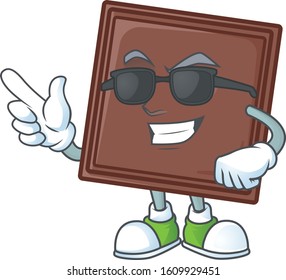 Super cool one bite chocolate bar character wearing black glasses