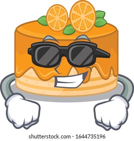 Super cool orange cake character wearing black glasses