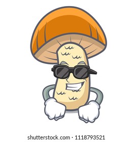 Super cool orange cap boletus mushroom character cartoon