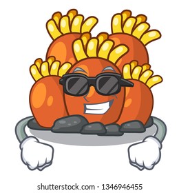 Super cool orange coral reef isolated with mascot