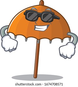 Super cool orange umbrella mascot character wearing black glasses