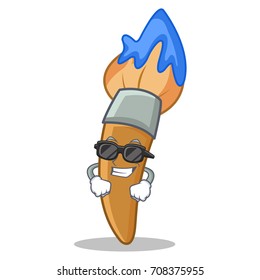 Super cool paint brush character cartoon
