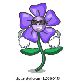 Super cool periwinkle flower character cartoon