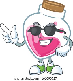 Super cool pink potion character wearing black glasses