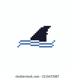 super cool pixel shark fin logo