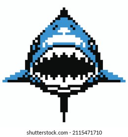 super cool pixel shark logo