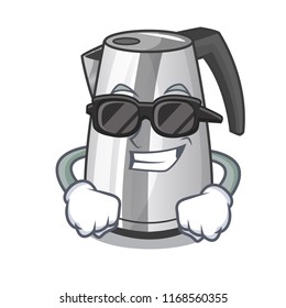 Super cool plastic electric kettle isolated on cartoon