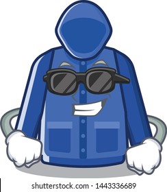 Super cool raincoat isolated with in the mascot