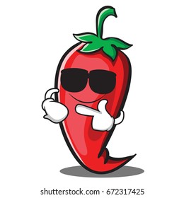 Super cool red chili character cartoon
