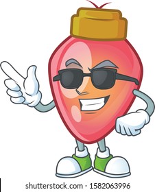 Super cool red christmas bulb character wearing black glasses