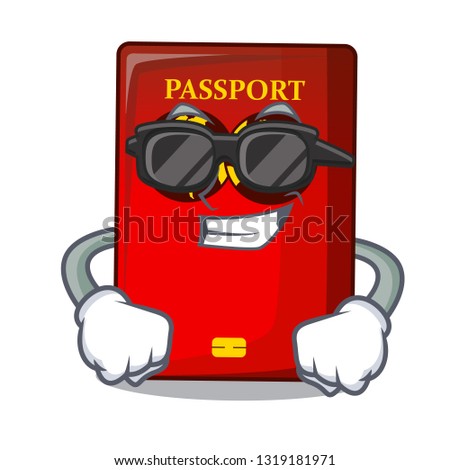 Super cool red passport in the cartoon bag