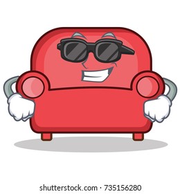 Super cool red sofa character cartoon