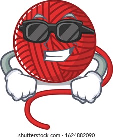 Super cool red wool yarn character wearing black glasses