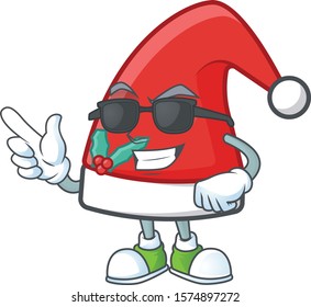 Super cool santa claus hat character wearing black glasses