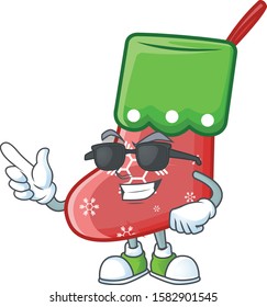 Super cool santa socks character wearing black glasses