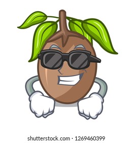 super cool sapodilla fruit isolated on the mascot