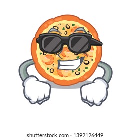 Super cool seafood pizza isolated with in cartoon
