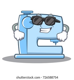 Super cool sewing machine emoticon character