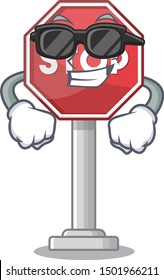 Super cool sign stop cartoon side street mascot