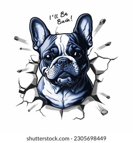 super cool slogan with cute french bulldog puppy , vector illustration