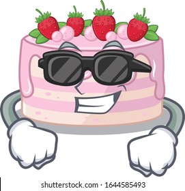 Super cooler Erdbeertorte mit schwarzer Brille