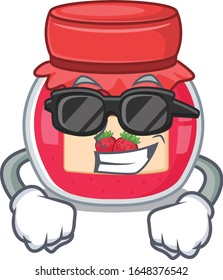 Super cool strawberry jam character wearing black glasses