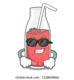 Super cool strawberry smoothie character cartoon