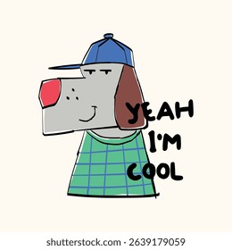 super cool street stle puppy drawing for tee print as vector