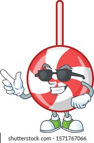 Super cool striped peppermint candy character wearing black glasses