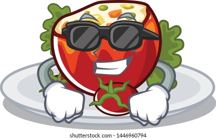 Super cool stuffed tomatoes isolated in the mascot
