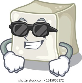 Super cool sugar cube character wearing black glasses