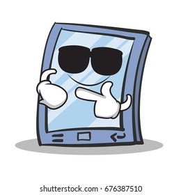 Super cool tablet character cartoon style