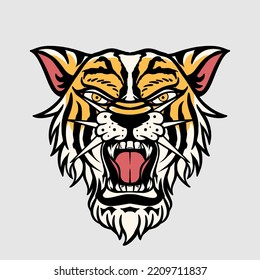 Super Cool Tiger Icon. Cute And Fun T-shirts For Children Or Teenagers Clothes. Super Cute Tiger Character