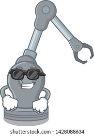 Super cool toy robotic arm machine on cartoon shape