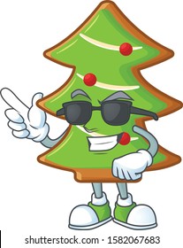 Super cool trees cookies character wearing black glasses