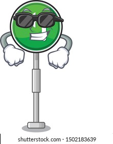 Super cool turn left cartoon on side mascot road