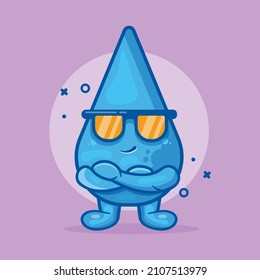 caricatura aislada de mascota de gota de agua súper cool diseño de estilo plano.símbolo símbolo símbolo símbolo símbolo símbolo símbolo logotipo pegatina.