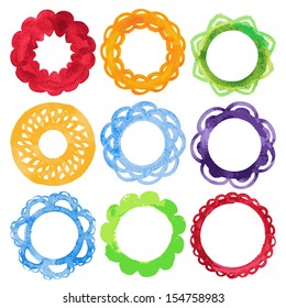 Super cool watercolor round frames. Collection of vector frames.