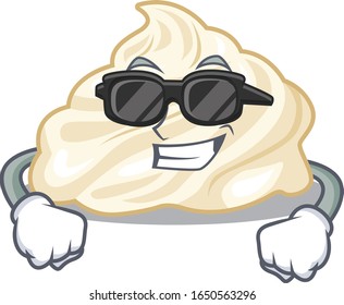 Super cool whipped cream character wearing black glasses