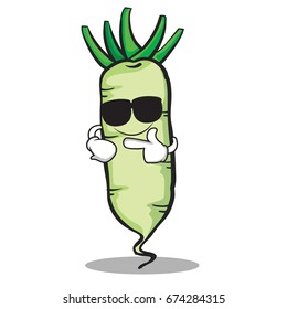 Super cool white radish cartoon character