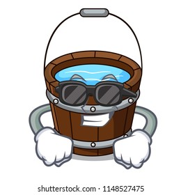 Super cool wooden bucket character cartoon