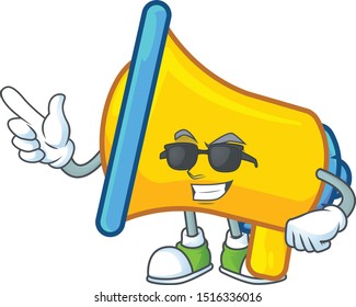 Super cool yellow loudspeaker electronic in cartoon character