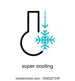 Super cooling icon. This symbol is the refrigerator and air conditioning symbol. Colorful refrigerator button icon. Editable Stroke. Logo, web and app.