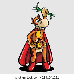 Super cow vector character illustration