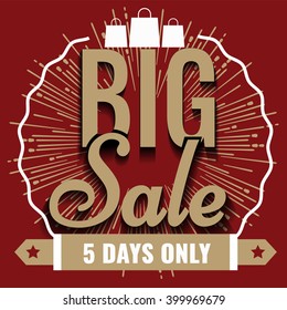 Super creative unique Super Big Sale with vintage hand drawn star or sunburst background and shopping bag.  Sale background.  Big sale.  Sale banner.  Vector Sale poster. Special offer tag. 