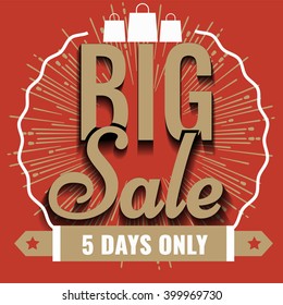 Super creative unique Super Big Sale with vintage hand drawn star or sunburst background and shopping bag.  Sale background.  Big sale.  Sale banner.  Vector Sale poster. Special offer tag. 