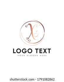 Super curly feminine brush style letter type X logo template, Vector logo for business and company identity 