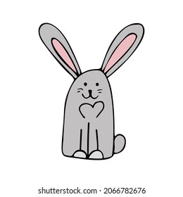 Super süßes, hübsches Hasen für Osterdesign. Hübsche, handgezeichnete Illustration im Doodstyle