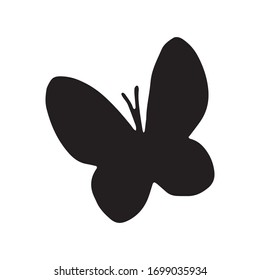 Super cute, adorable butterfly for spring design. Funny, hand drawn illustration in doodle style for poster, banner, print, menu, decoration kids playroom or greeting card. 