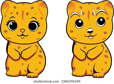 super cute adorable cat character isolated on white background